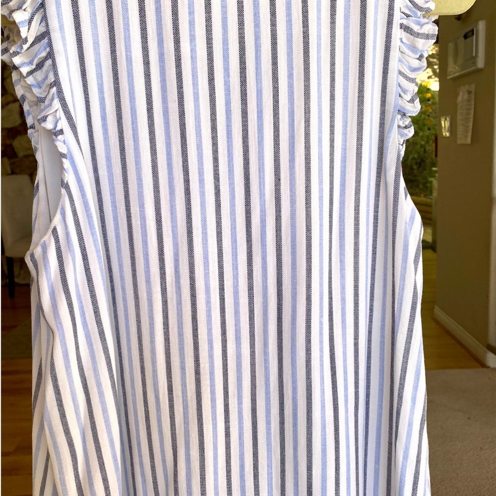 Lulu's Blue Striped Ruffled Button-Up Mini Dress - Picture 6 of 6